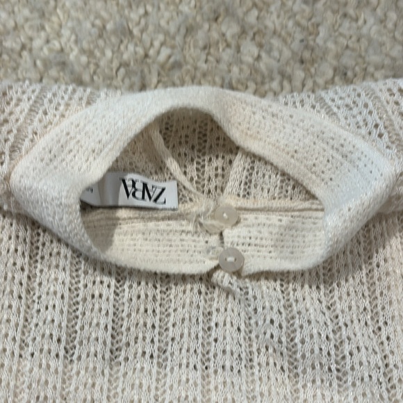 Zara Boho Long Sleeve Top size small off white - Picture 5 of 8